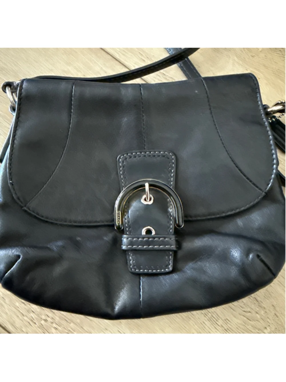 Vintage Women's Coach Black Leather Crossbody Bag One Size